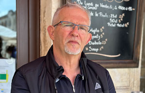 a man sitting outdoors